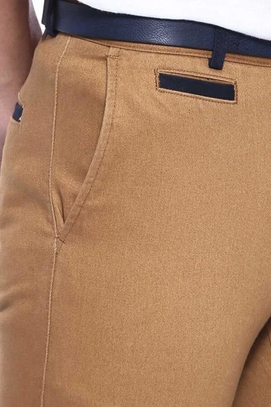 Kemeri Renkli Pantolon Taba- Wessi - Resim 2