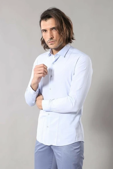 Mavi Desenli Slim Fit Erkek Gömlek - Wessi ürün görseli 1