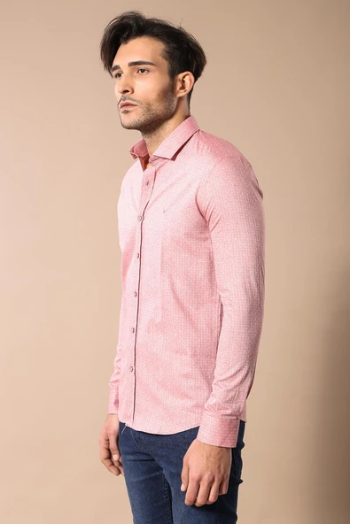 Pembe Pamuklu Erkek Gömlek | Wessi - Resim 2