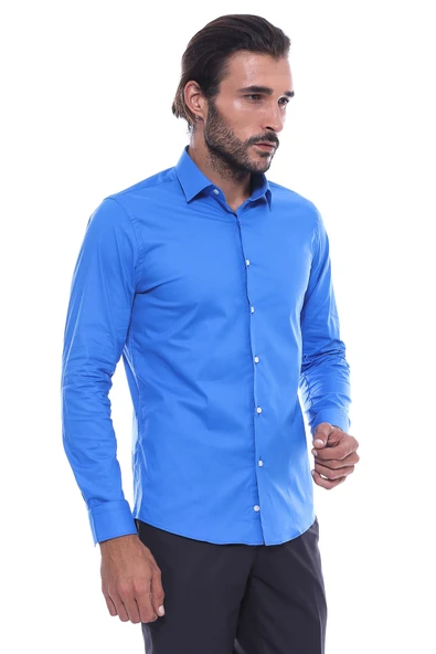 Mavi Slimfit Erkek Gömlek | Wessi - Resim 3
