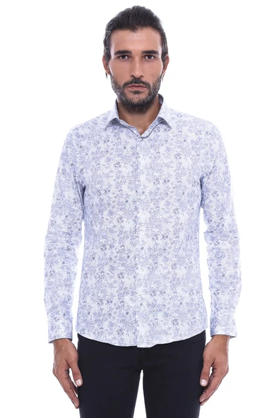 Desenli Slim Fit Uzun Kollu Gömlek | Wessi ürün görseli 1