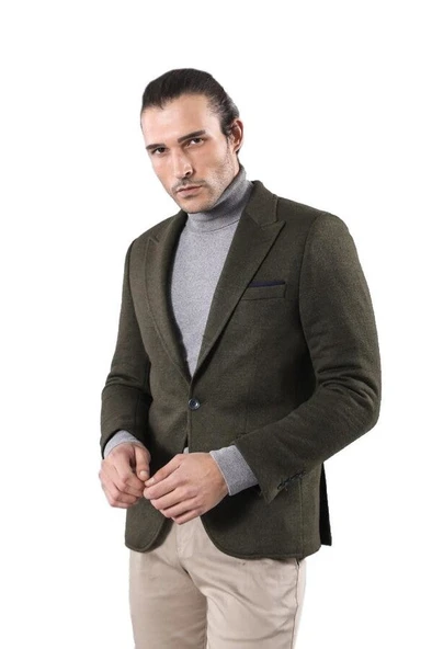 Yün Tek Düğmeli Yeşil Slim Fit Ceket - Wessi ürün görseli 1