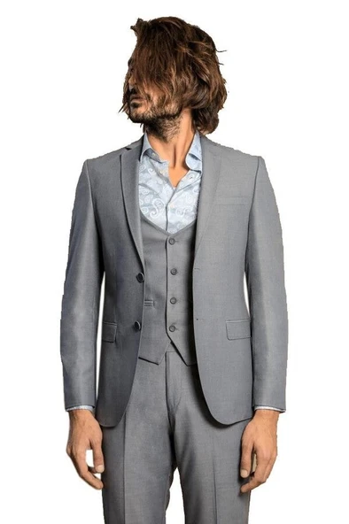 Slim-Fit Gri Takım Elbise | Wessi ürün görseli 1