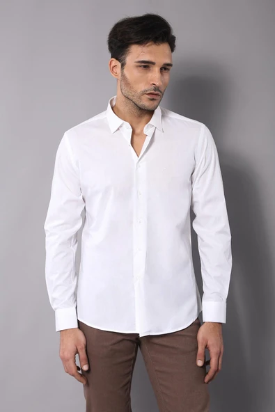 Modelli Slimfit Krem Gömlek - Wessi - Resim 3