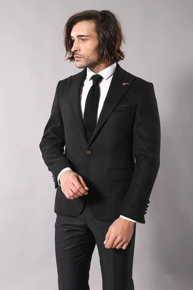 Tek Düğme Slim Fit Siyah Ceket | Wessi ürün görseli 1