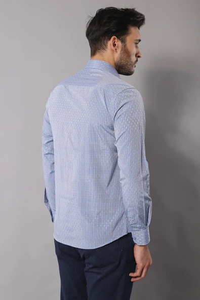 Armürlü Slimfit Mavi Gömlek - Wessi - Resim 3