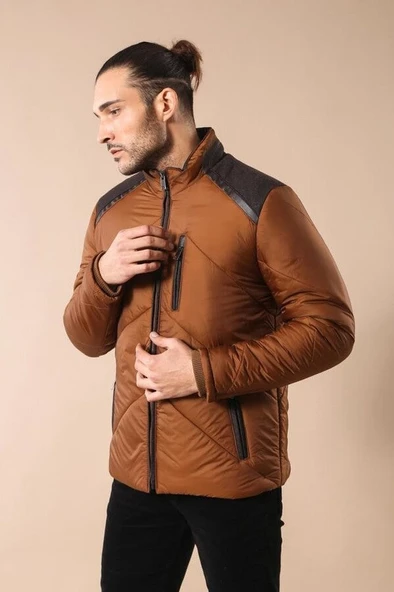 Şişme Kapitone Taba Mont - Wessi - Resim 5