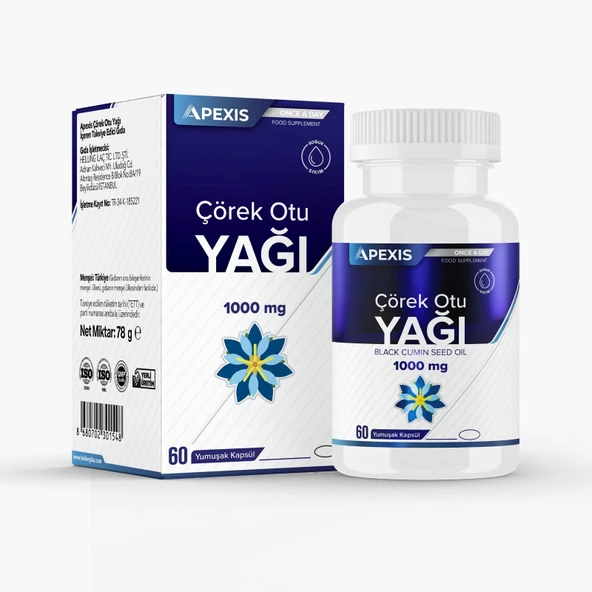 Apexis Çörek Otu Yağı 1000 Mg 60 Yumuşak Kapsül ürün görseli 1