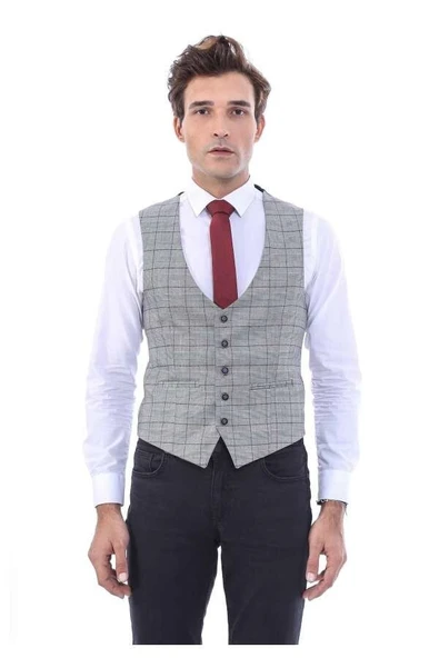Ekose Ceket Yelek Set - Wessi - Resim 2
