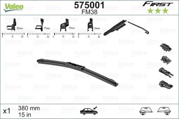 Valeo Muz Silecek 380MM 4 Aparatlı (1 Adet) ürün görseli 1