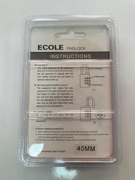 Ecole Sarı Şiftreli Asma Kilit 40 mm - Resim 2