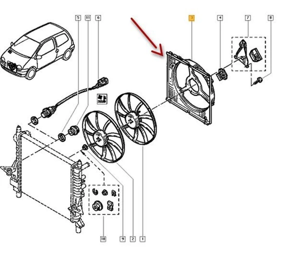 Renault Twingo Fan Motor Çerçevesi (1995-1998) 7701048854 1.2 ürün görseli 1