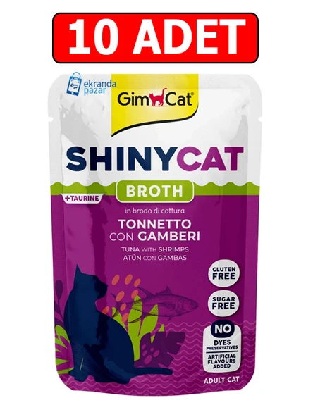 GimCat shinycat ton ve karidesli jelly pouch kedi yaş maması 70gr 10adet tahılsız kedi konserve ürün görseli 1