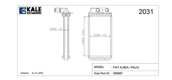 KALORİFER RADYATÖRÜ FIAT ALBEA-PALIO 1 SIRA ALÜMİNYUM BRAZİNG SİSTEM ürün görseli 1