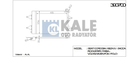 KALE KLİMA RADYATÖRÜ VW POLO (515-362-16) AL/AL ürün görseli 1