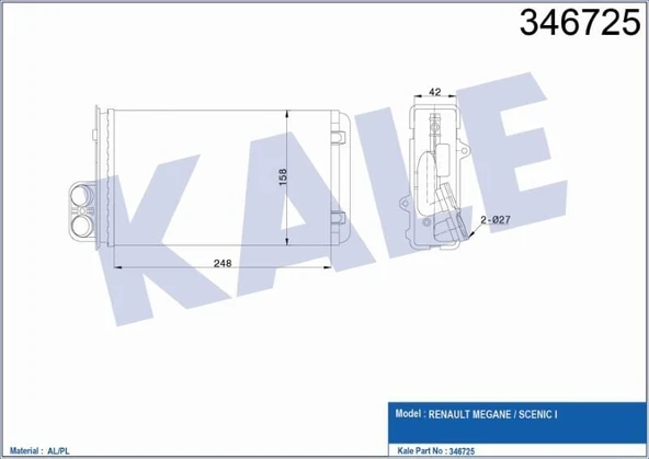 KALE KALORİFER RADYATÖRÜ BORULU MEKANİK RENAULT MEGANE/SCENIC I ürün görseli 1