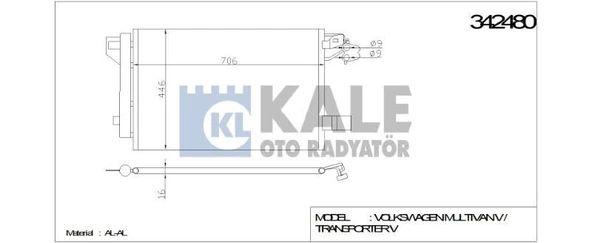 KALE KLİMA RADYATÖRÜ VW MULTIVAN V / TRANSPORTER V BOX / BUS 09+  2.0 TDI M () AL/AL ürün görseli 1