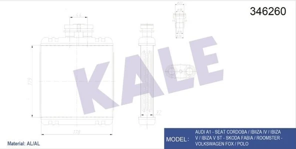 KALE KALORİFER RADYATÖRÜ BRAZING VW POLO  AUDI A1 - SEAT CORDOBA/IBIIZA ürün görseli 1