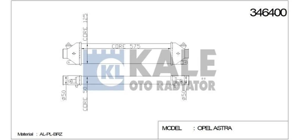 KALE TURBO RADYATÖRÜ (INTERCOOLER) FIAT BRAVO II DOBLO PRATICO PUNTO PUNTO EVO GRANDE PUNTO (572X127X50) ürün görseli 1