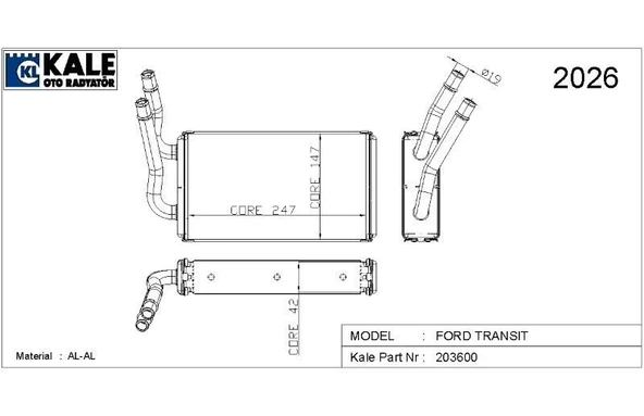 KALE KALORİFER RADYATÖRÜ FORD TRANSIT V347 2006-2014 ürün görseli 1