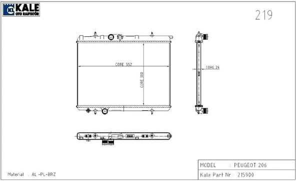 KALE RADYATÖR BRAZING 26MM  PEUGEOT 206 CITROEN C3 ALT TAHLİYESİZ ürün görseli 1