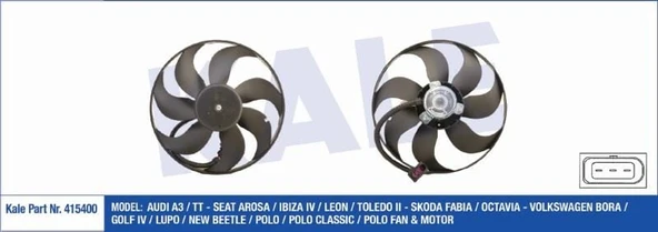 KALE FAN MOTORU MOTOR AUDI A3/TT -SKODA FABIA- VW BORA/GOLF IV/LUPO/NEW BEETLE/POLO (250/80W 350MM) ürün görseli 1
