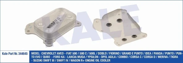 KALE YAĞ SOĞUTUCU FIAT 500/DOBLO/FIORINO/GRANDE PUNTO/EVO OPEL COMBO/CORSA C-D SUZUKI SWIFT ürün görseli 1