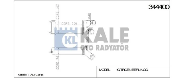 KALE TURBO RADYATÖRÜ (INTERCOOLER) PEUGEOT PARTNER PARTNER TEPEE (300X147X76) AL/PL/BRZ ürün görseli 1