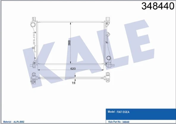 KALE RADYATÖR BRAZING FIAT EGEA 1.3 MJET / 1.4 BENZINLI (MT) AL/PL/BRZ (16) ürün görseli 1