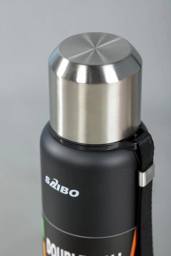 Kapris Saıbo 1 Litre Çift Katlı Çelik Termos Siyah - Resim 4