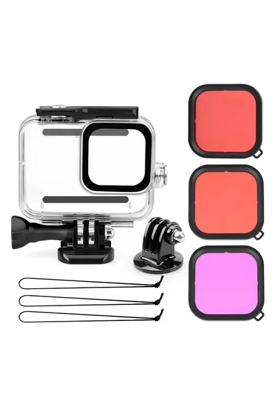 Gopro Hero 12 11 10 9 için 60m Sualtı Su Geçirmez Kılıf Muhafaza Housing ve Lens ürün görseli 1