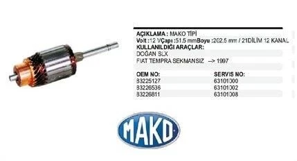 MAKO KOLLEKTÖR SEKMANSIZ  FIAT DKŞ - TEMPRA TIPO - UNO - PALIO - SIENA WEEKEND 1400 CC (63223101 İLE) ürün görseli 1