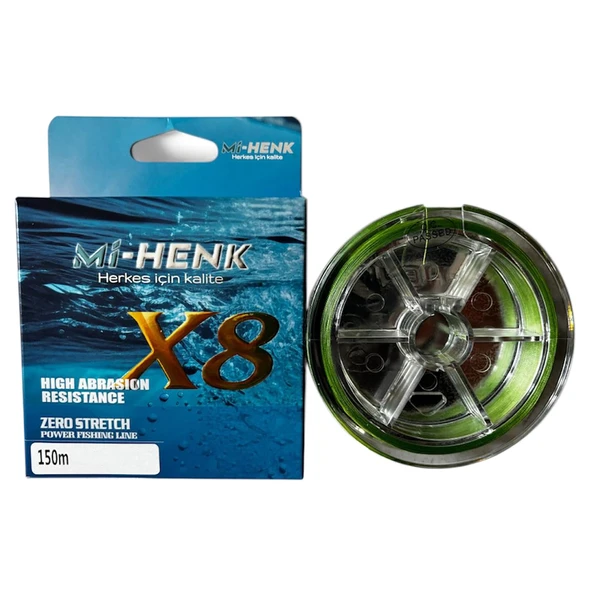 Mi-Henk 8X 150m Yeşil İp - Örgü Misina  0,8 pe 0,148 mm 8,1 kg ürün görseli 1
