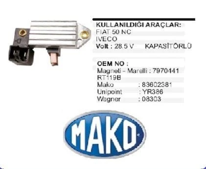 MAKO KÖMÜRLÜ KONJEKTÖR  FORD CARGO - FIAT 35 NC - 50 NC (24 VOLT) ürün görseli 1