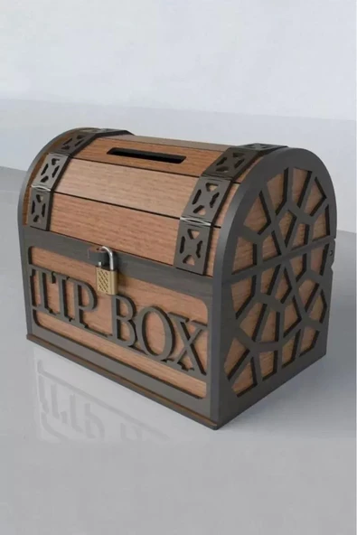 Klitli Ahşap Tip Box Bahşiş Kutusu ve Kumbara Sandık Tipi Tipbox Hediye Seç ürün görseli 1