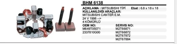 KÖMÜR YUVASI 24V EM MITSUBISHI CANTER 4 KÖMÜRLÜ MITSUBISHI TİP ürün görseli 1