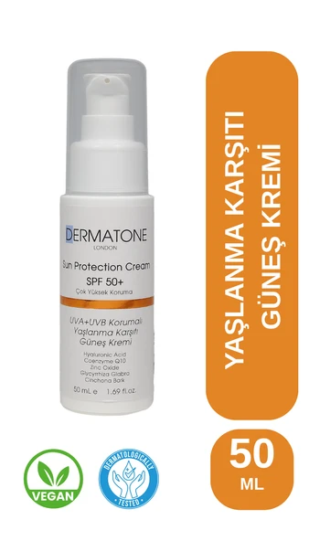 DERMATONE Uvb & Uva sun Protection Cream 50 Spf | Su Bazlı Yüksek Korumalı Güneş Kremi | Hyaluronic Acid ürün görseli 1