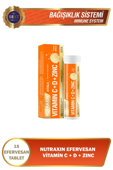 Nutraxin Vitamin C D Zinc 15 Efervesan Tablet ürün görseli 1