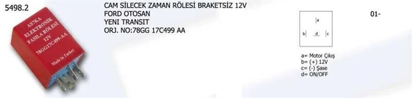 ÜNÜVAR CAM SİLECEK ZAMAN ROLESİ BRAKETSİZ 12V YENI FORD TRANSIT ürün görseli 1