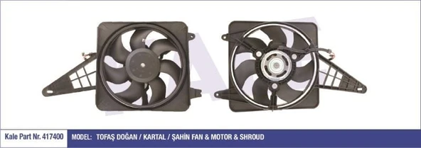 KALE FAN MOTORU DAVLUMBAZLI FIAT TOFAŞ DOĞAN / KARTAL / ŞAHİN KABLOLU (160W 300MM) ürün görseli 1