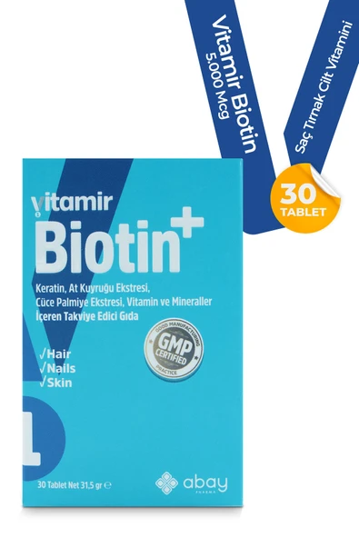 Biotin 5.000 Mcg Saç Tırnak Cilt Vitamini 30 Tablet SKT: 8/2026 ürün görseli 1