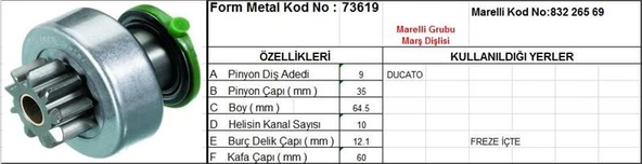 FORM METAL MARŞ DİŞLİSİ 9 DİŞ 10 KANAL MARELLI TİPİ FIAT DUCATO FREZE ICTE ürün görseli 1