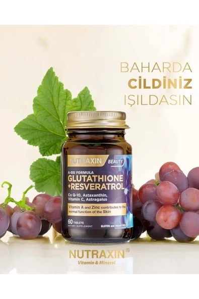PTTAVM: Nutraxin A-Oxi Formula Glutathione Resveratrol 60 Tablet  Astaksantin Q-10 Çinko Bakır Selenyum