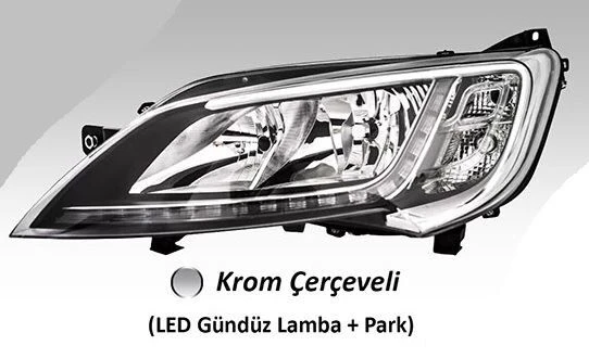 AYFAR FAR MOTORLU SOL  FIAT DUCATO MAXI /PEUGEOT BOXER / CITROEN JUMPER ( 2014› ) LED (BALLAST HARİÇ)  KROM ÇERÇEVELİ ürün görseli 1