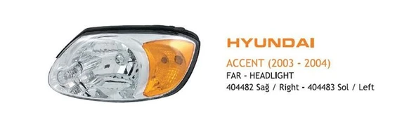 AYFAR FAR SOL MOTORSUZ HYUNDAI ACCENT (2003-2004) SARI SİNYALLİ ürün görseli 1