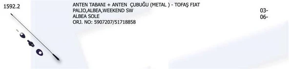ÜNÜVAR ANTEN TABANI + ANTEN ÇUBUĞU (METAL) DOĞAN ŞAHIN KARTAL FIAT DKŞ UNO TIPO TEMPRA MAREA BRA . . ürün görseli 1