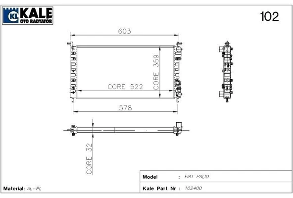 KALE RADYATÖR FIAT PALIO 1.4 1.2 CC 2 SIRA AL+PL SİSTEM ürün görseli 1