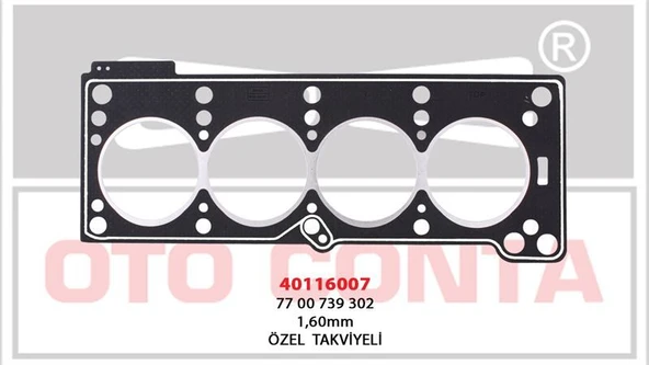 OTOCONTA SILINDIR KAPAK CONTASI ( 1.60MM LPGLI ARAÇLAR ÖZEL TAKVIYELI) RENAULT R19 E6J E7J E6J - E7J  700 - 712 -718-E7J 624-626-634-635-780 ürün görseli 1