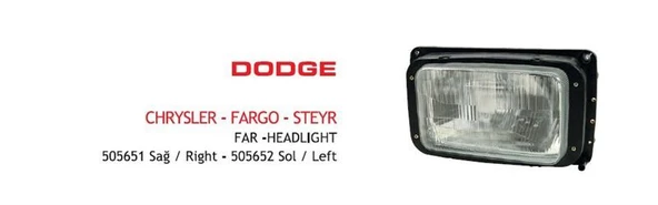 AYFAR FAR SAĞ DODGE CHRYSLER-FARGO-STEYR E-BELGELİ ürün görseli 1