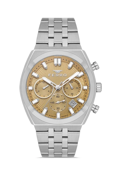 Ferro FM43022A-A7 Quartz Çelik Gri Sarı Kadran 42 mm Erkek Kol Saati ürün görseli 1